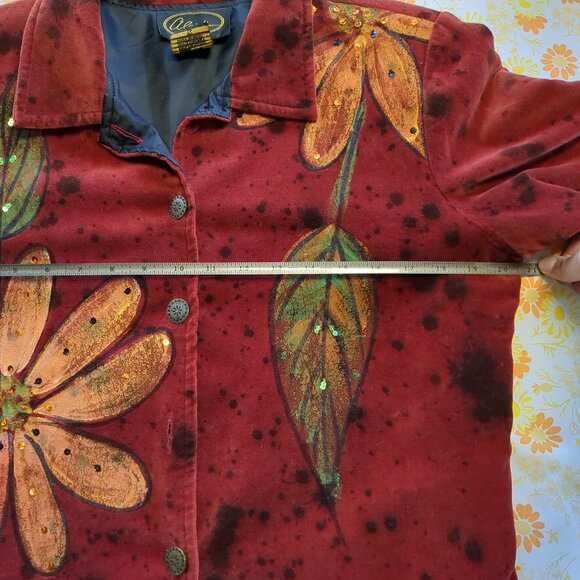 Alex Kim Floral Painted Red Fall Jacket - Picture 11 of 12